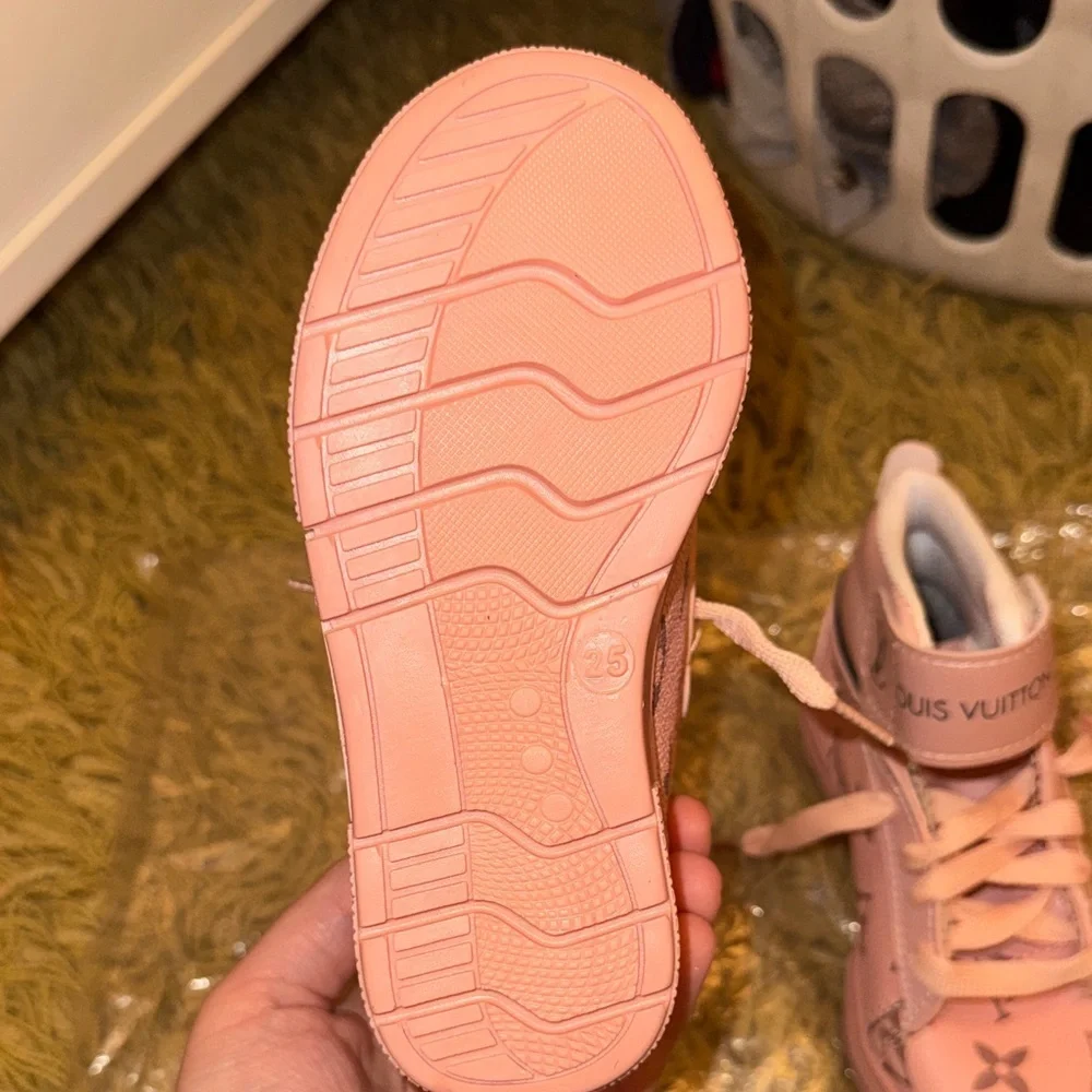Kids Pink Monogram Sneakers - Picture 4 of 11